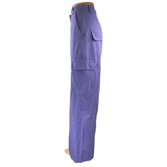 La Chocole Women's Purple High Waisted Wide Leg Trousers Cargo Pants Size 40 - Picture 2 of 5